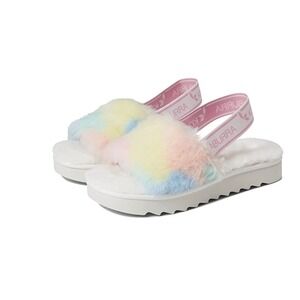 Koolaburra by UGG Fuzz'n II Pastel Faux Fur Slingback Slide Sandals Pink Multi 6